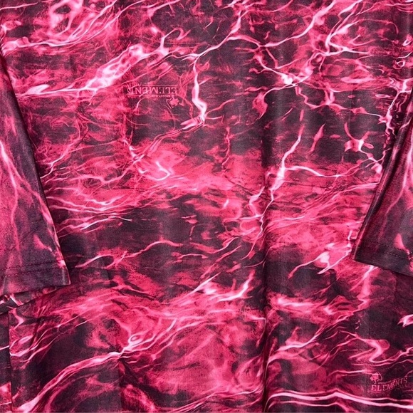 Mossy Oak Fishing Shirt 2XL Red Water Print Polyester Tee Outdoor - Picture 5 of 5